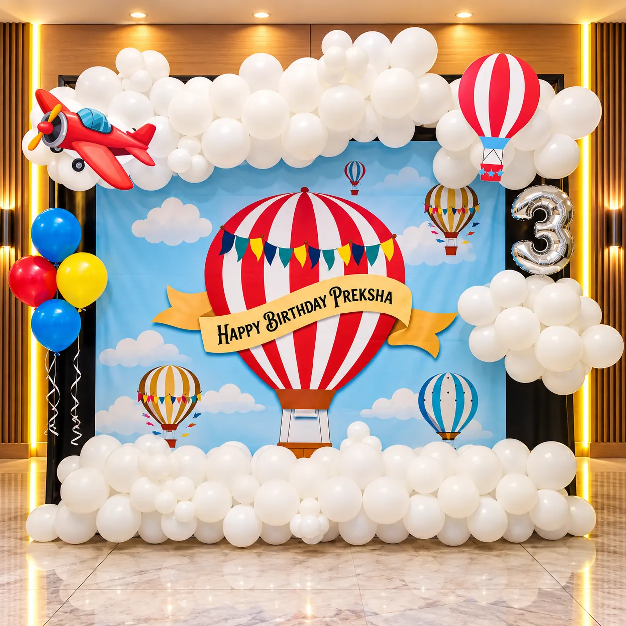 White Multicolor Birthday Balloon Decoration