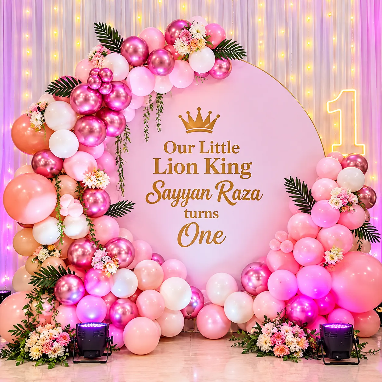 Pink Floral Birthday Balloon Decoration