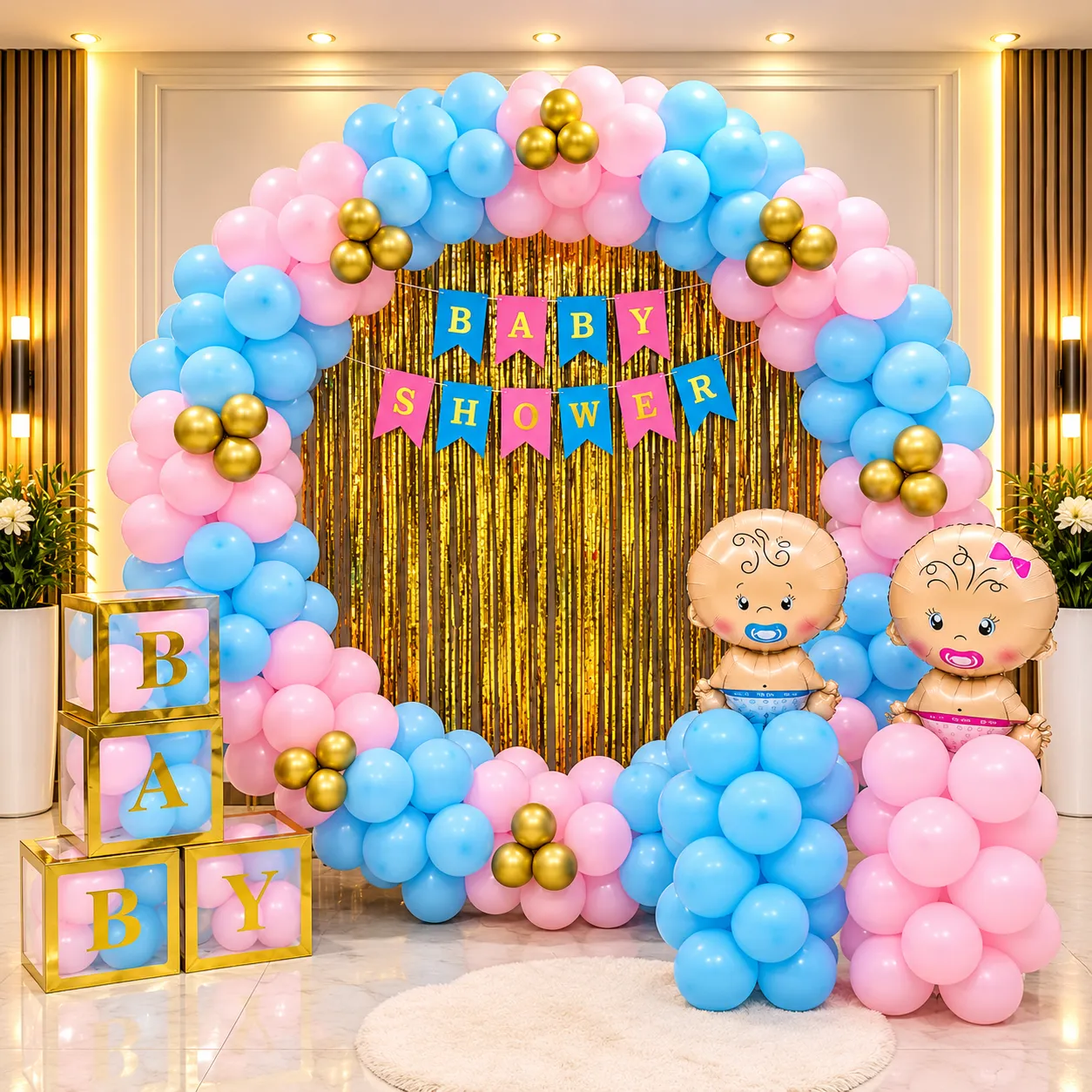 Pink Blue Baby Shower Balloon Decoration
