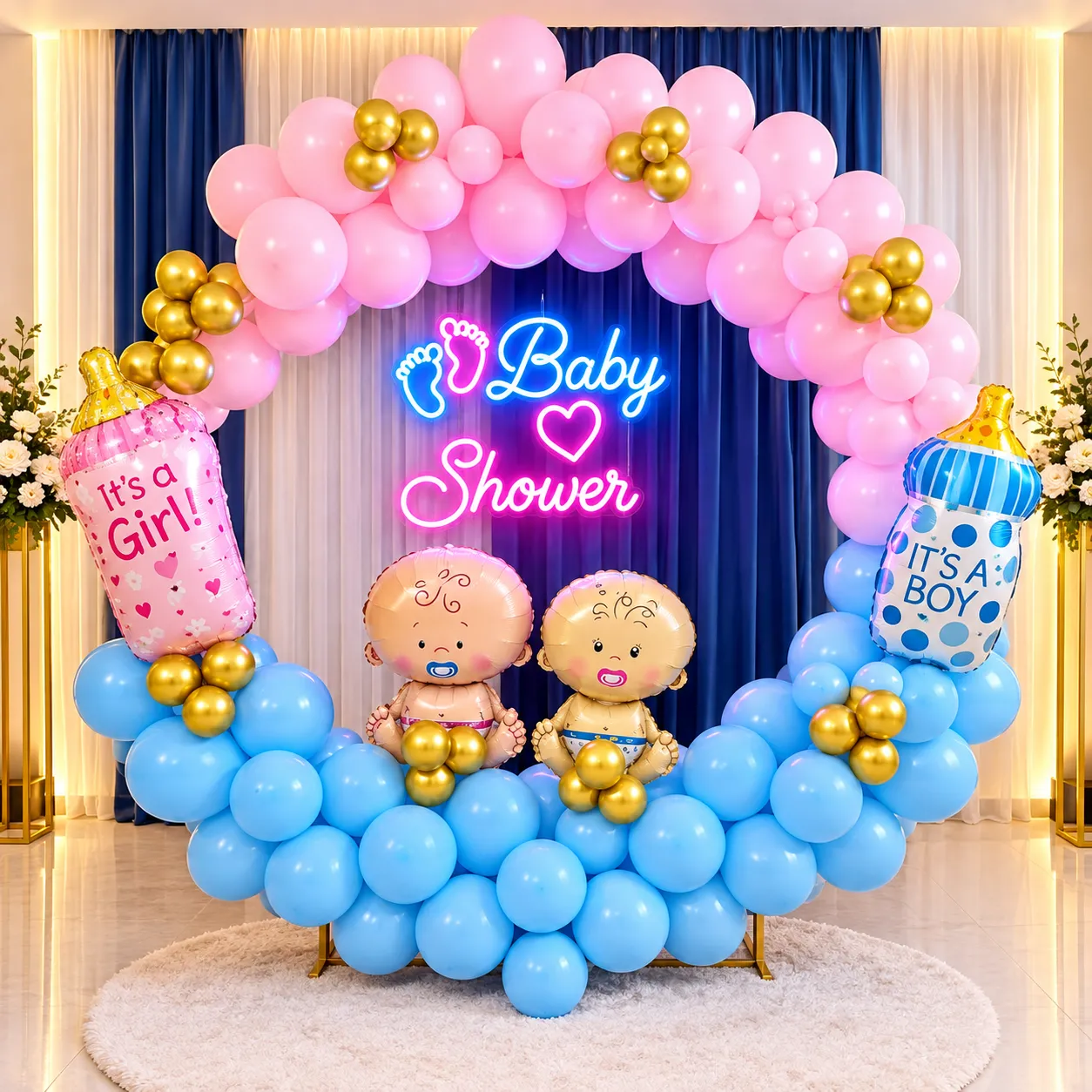 Gold Pink Blue Baby Shower Decoration