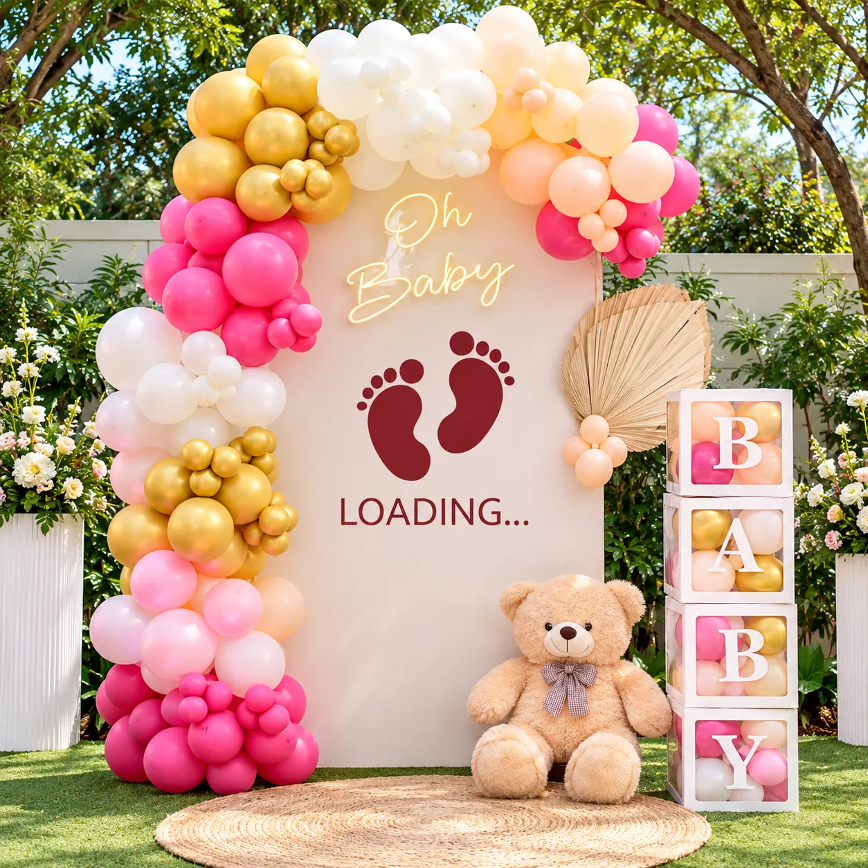 Pink Peach Gold Baby Shower Decoration