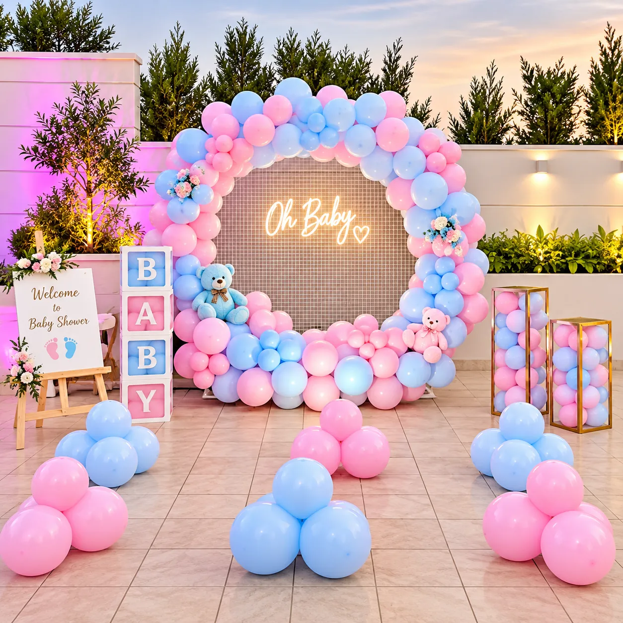 Pink Blue Teddy Baby Shower Decoration