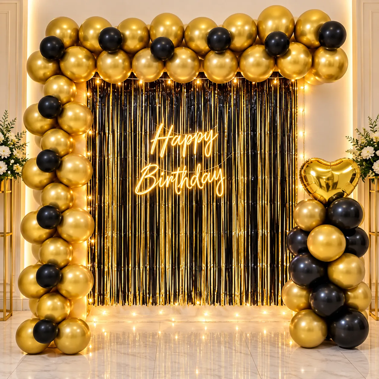 Black Gold Birthday Balloon Decoration