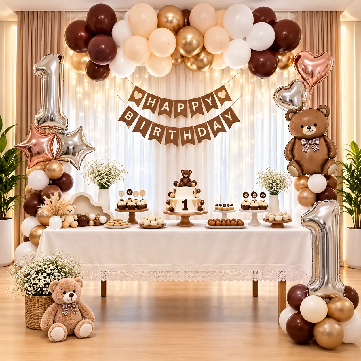 Chocolate Gold Rosegold Birthday Decoration