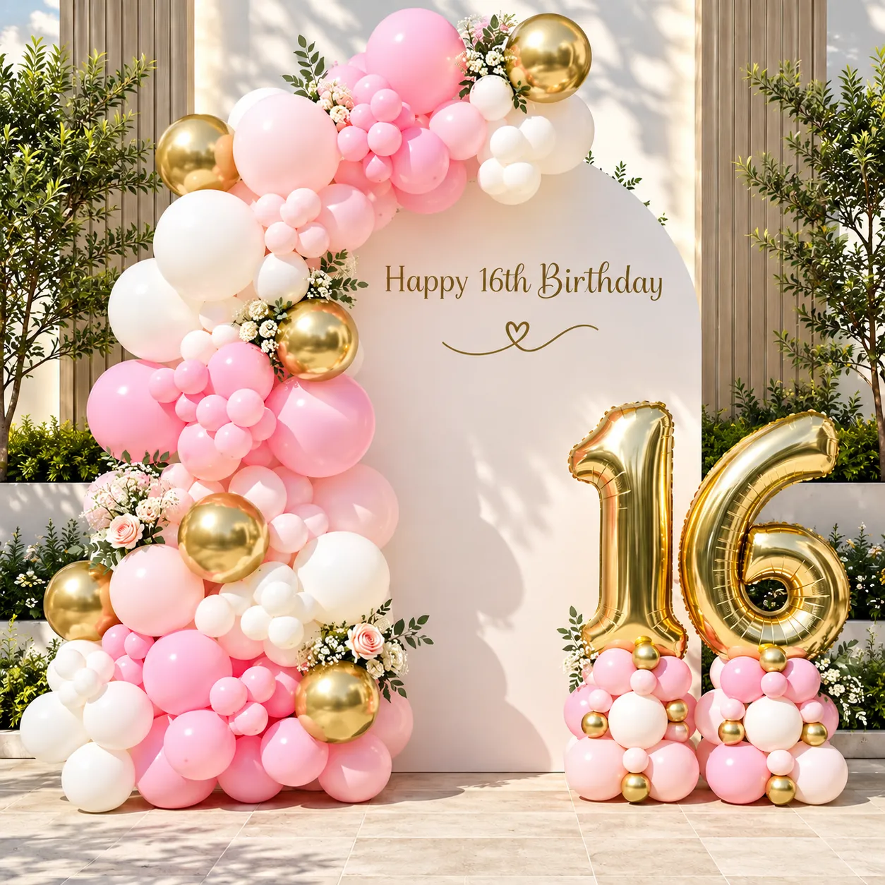 Elegant Pink Gold Birthday Decoration
