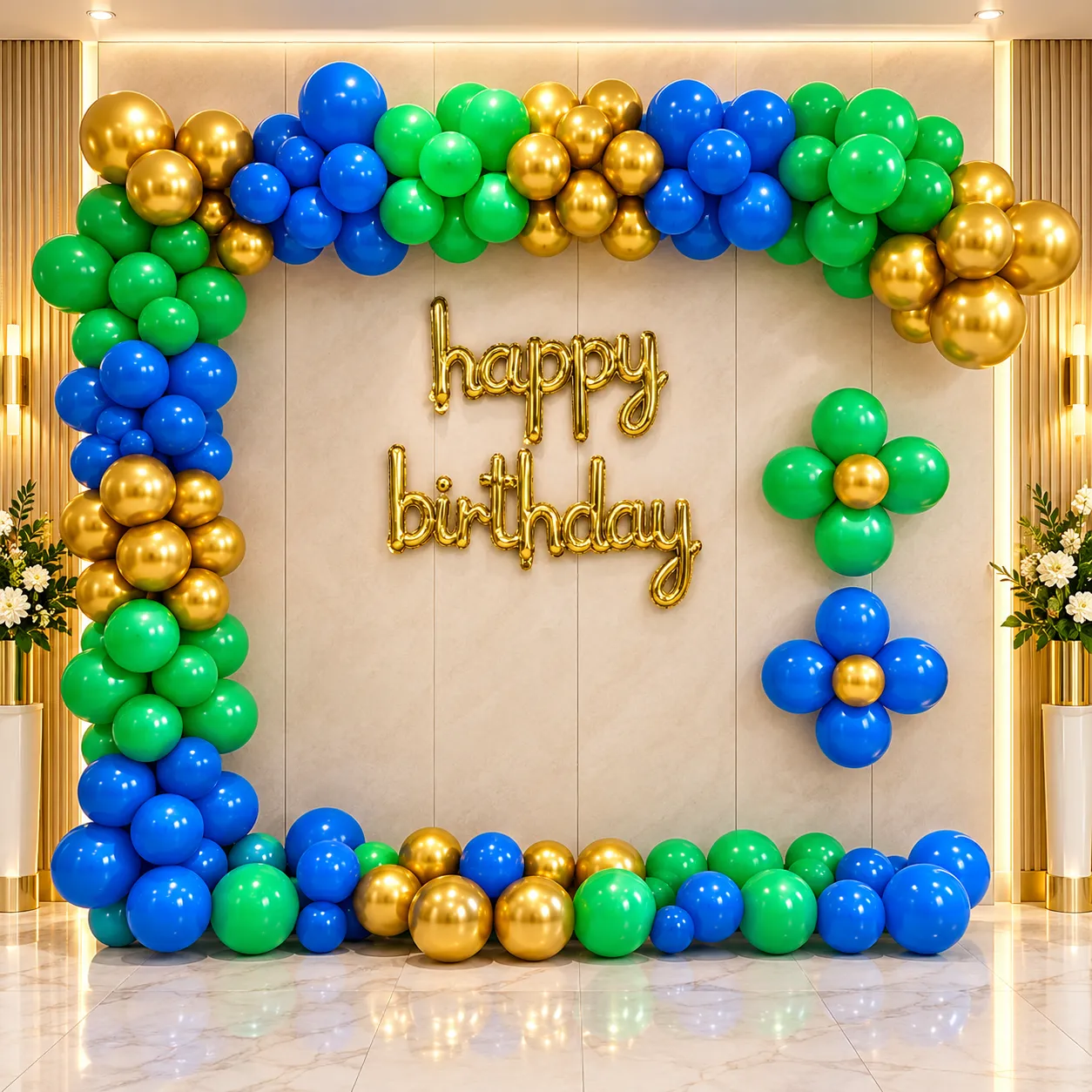 Blue Green Gold Birthday Decoration