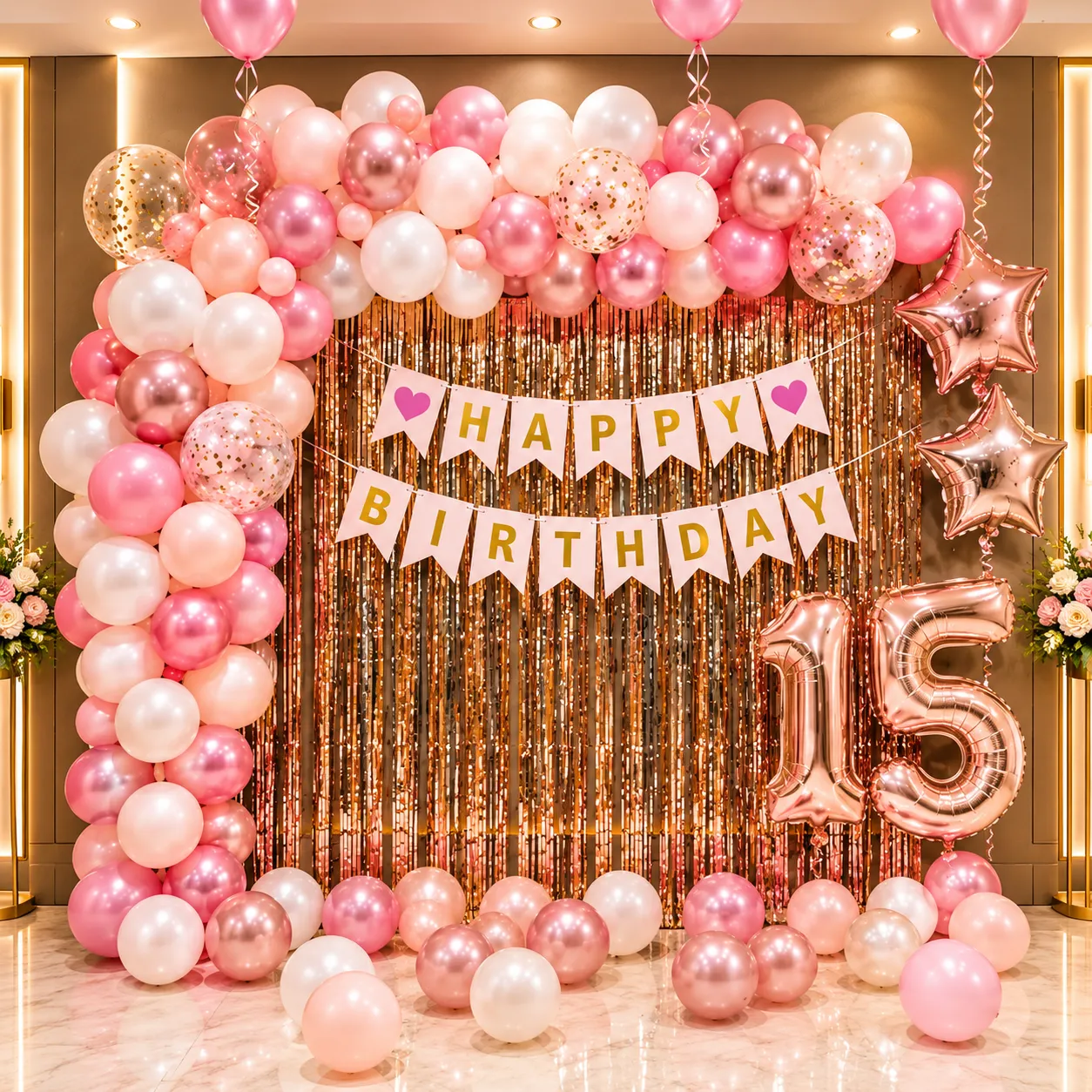 Pink Silver Rosegold Birthday Decoration