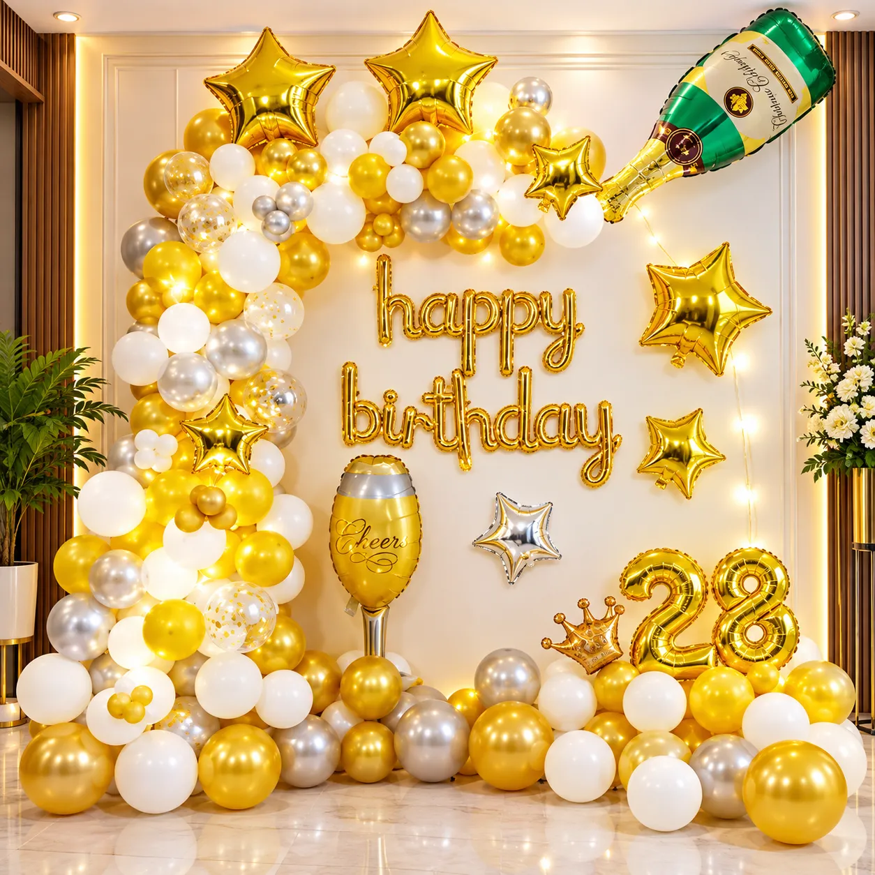 Champagne Gold Birthday Decoration
