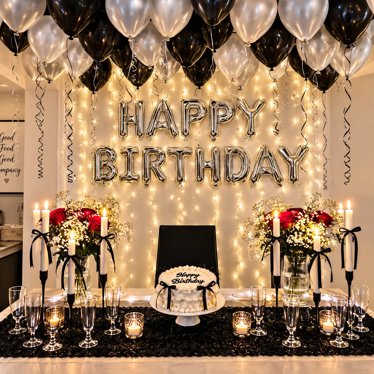 Black White Silver Fairy Light Decor