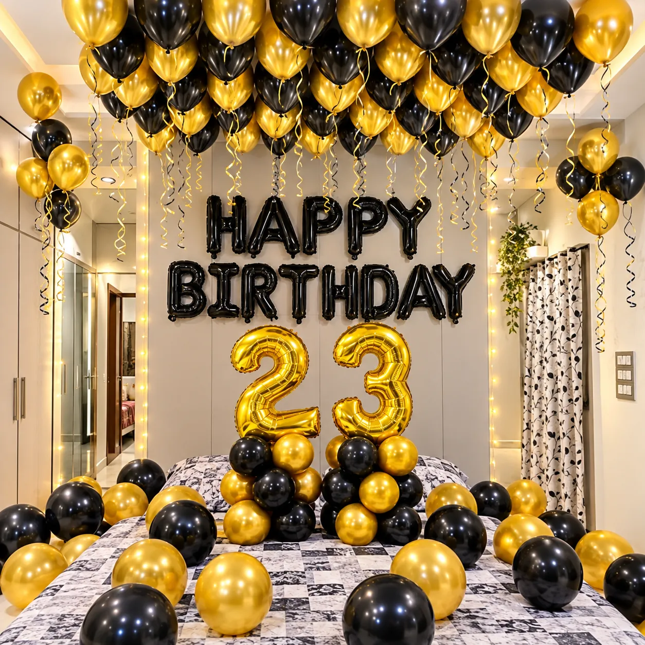 Elegant Black Gold Birthday Decoration