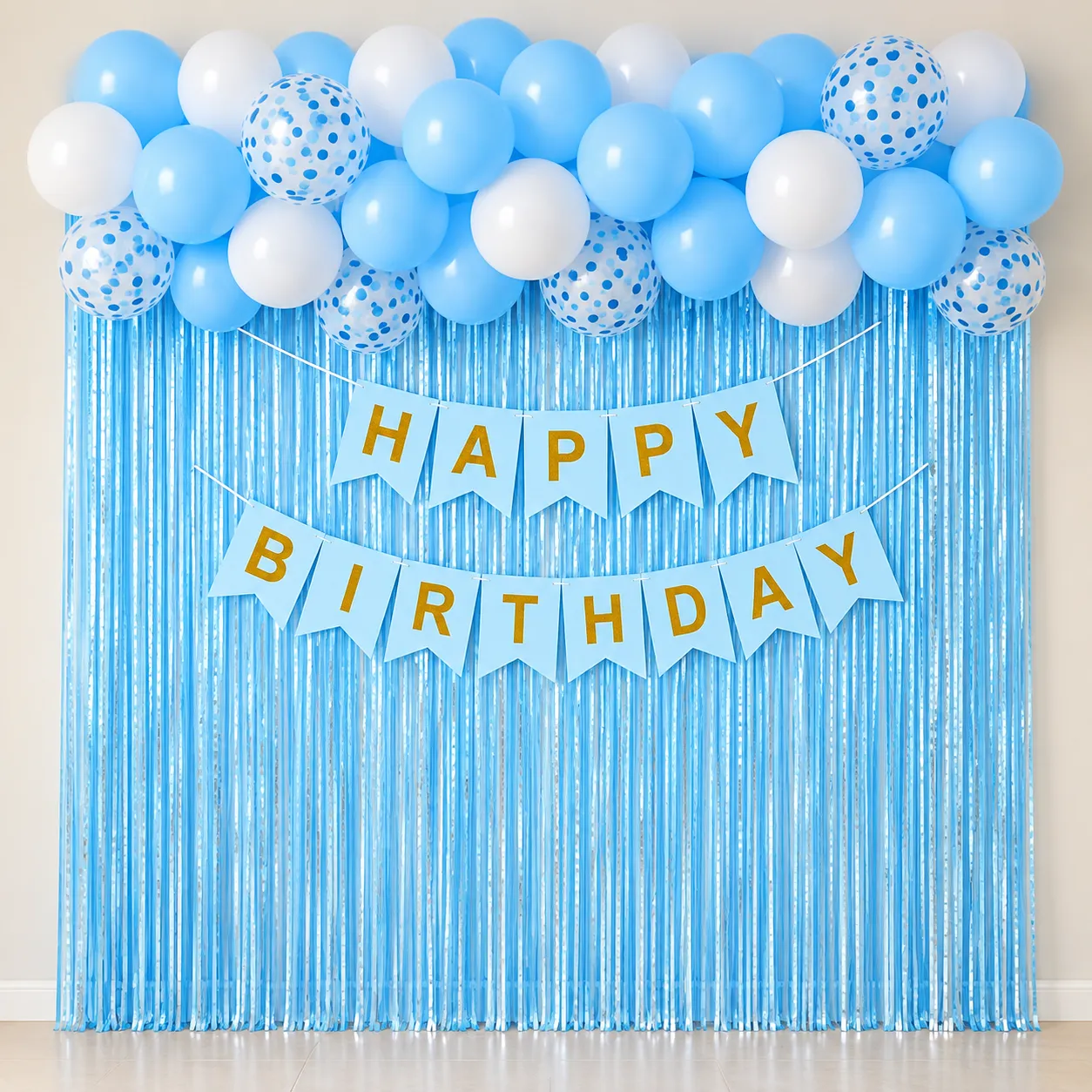 Sky Blue White Birthday Decoration