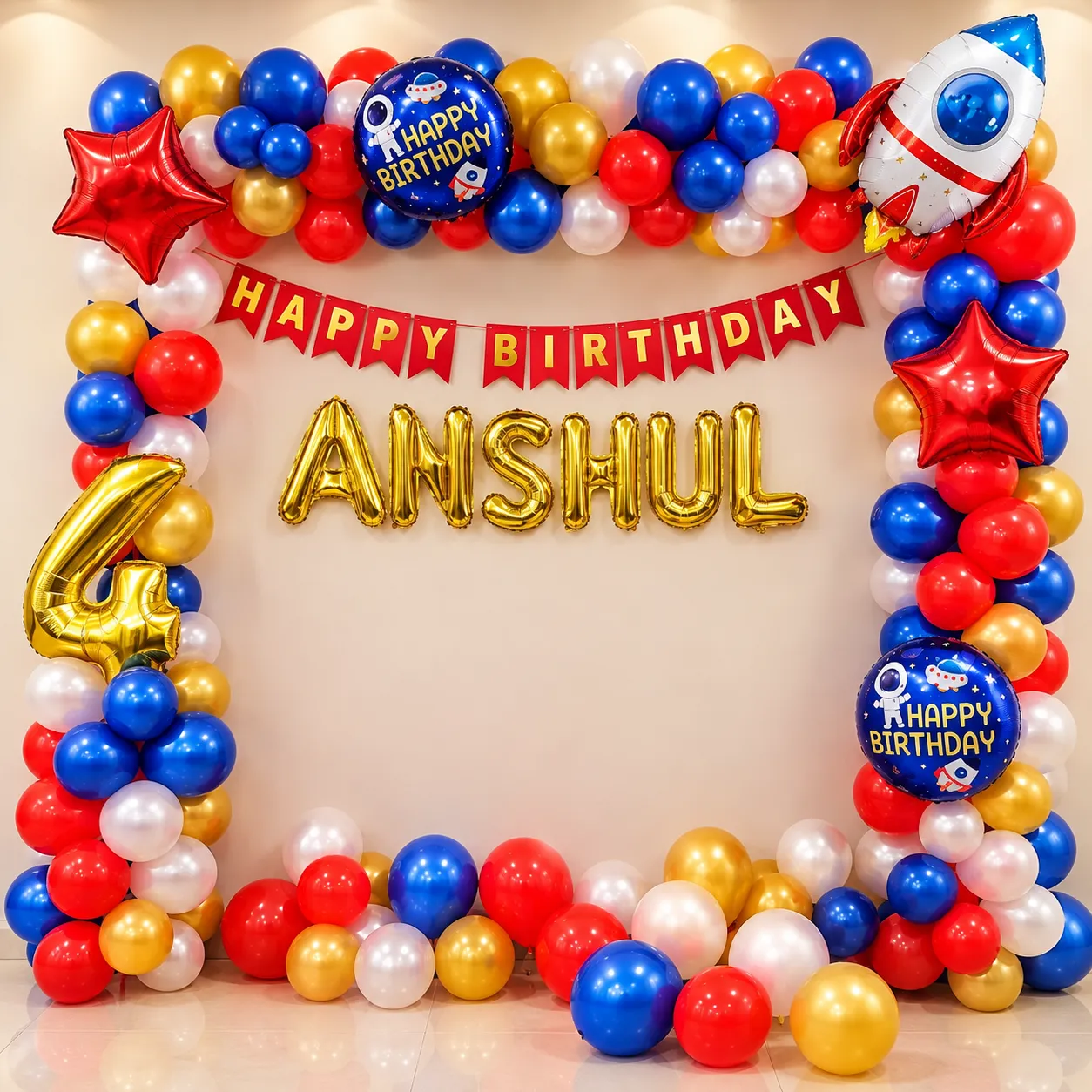 Personalized Red Gold Birthday Decoration