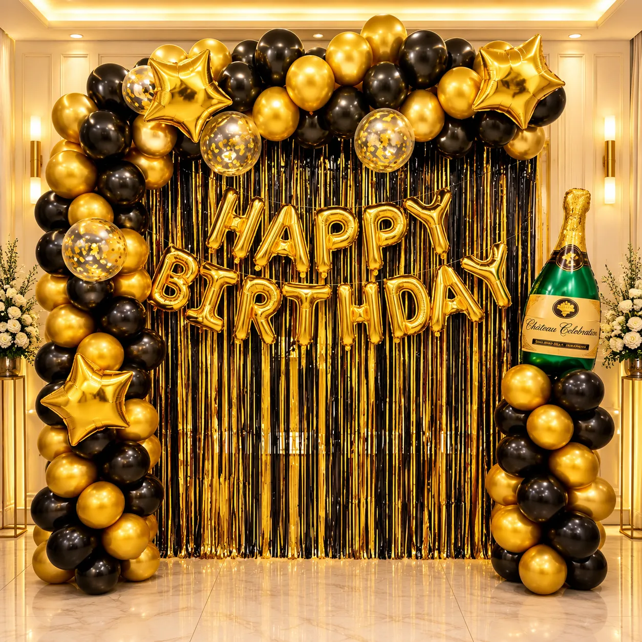 Luxury Black Gold Birthday Decoration