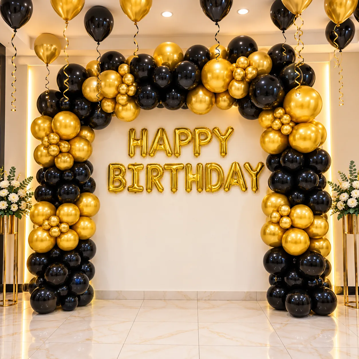 Black Gold Ceiling Birthday Decoration