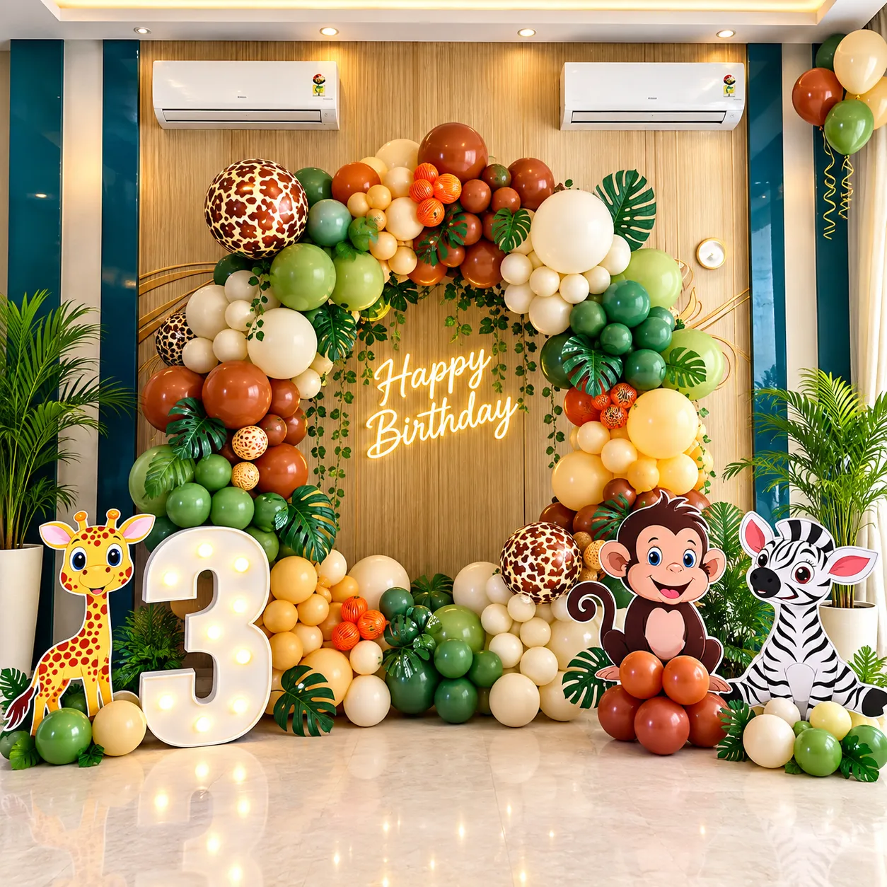 Peach Green Ring Stand Birthday Decoration