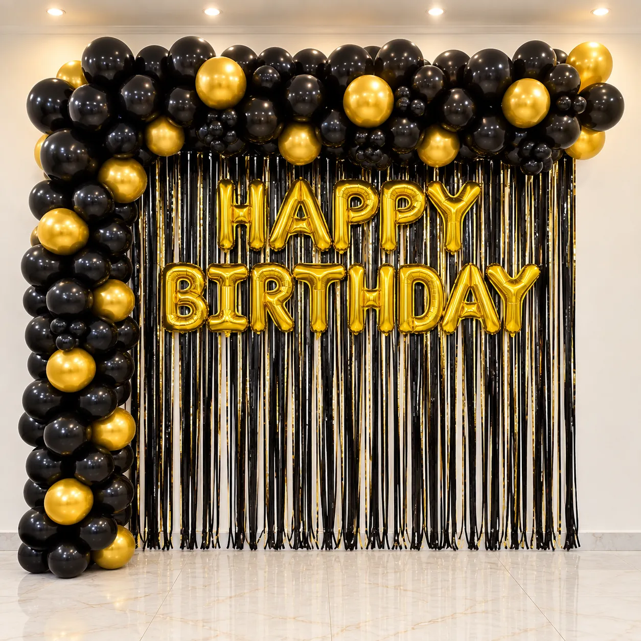 Black Gold Party Balloon Decoration