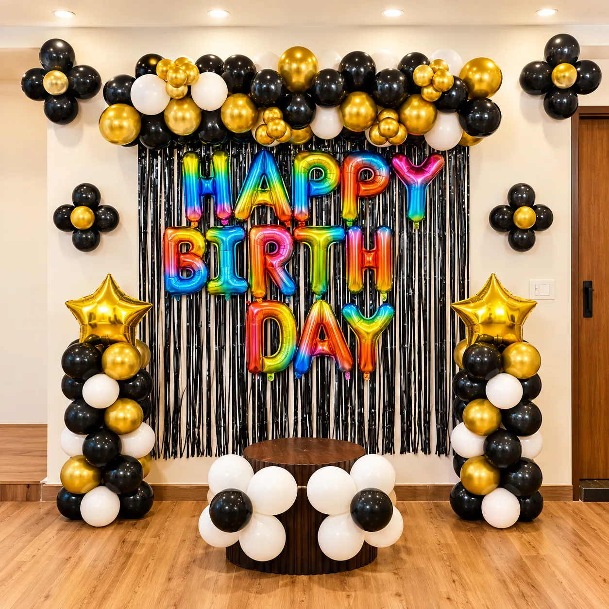 Black White Gold Party Balloon Decoration