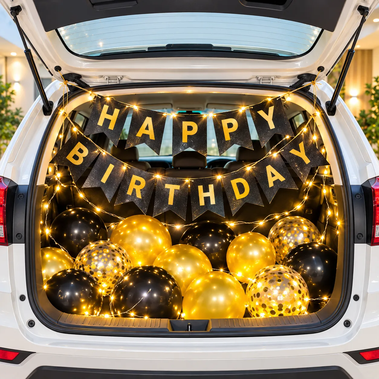 Black Gold Car Boot Birthday Decoration