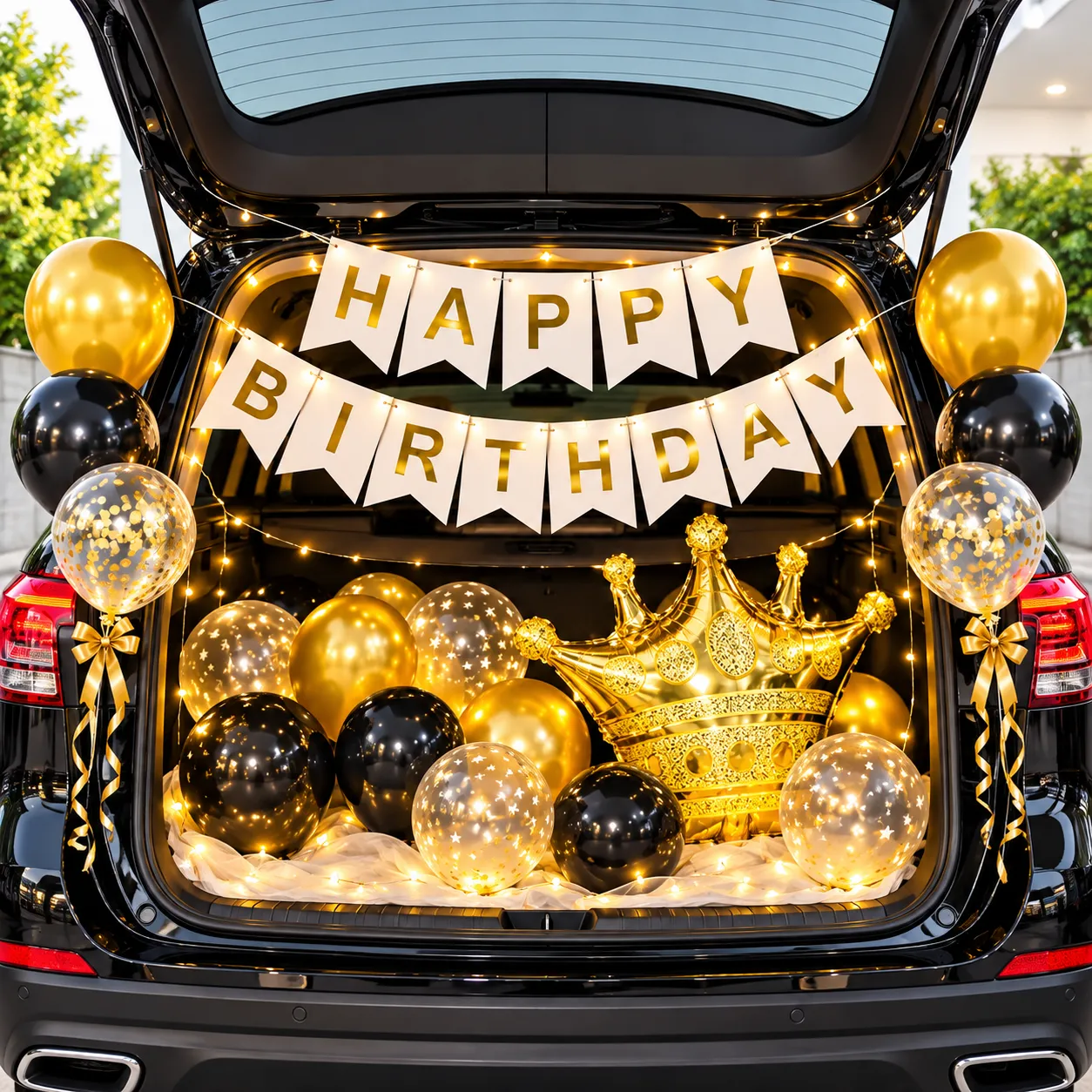 Black Gold Crown Car Boot Decoration