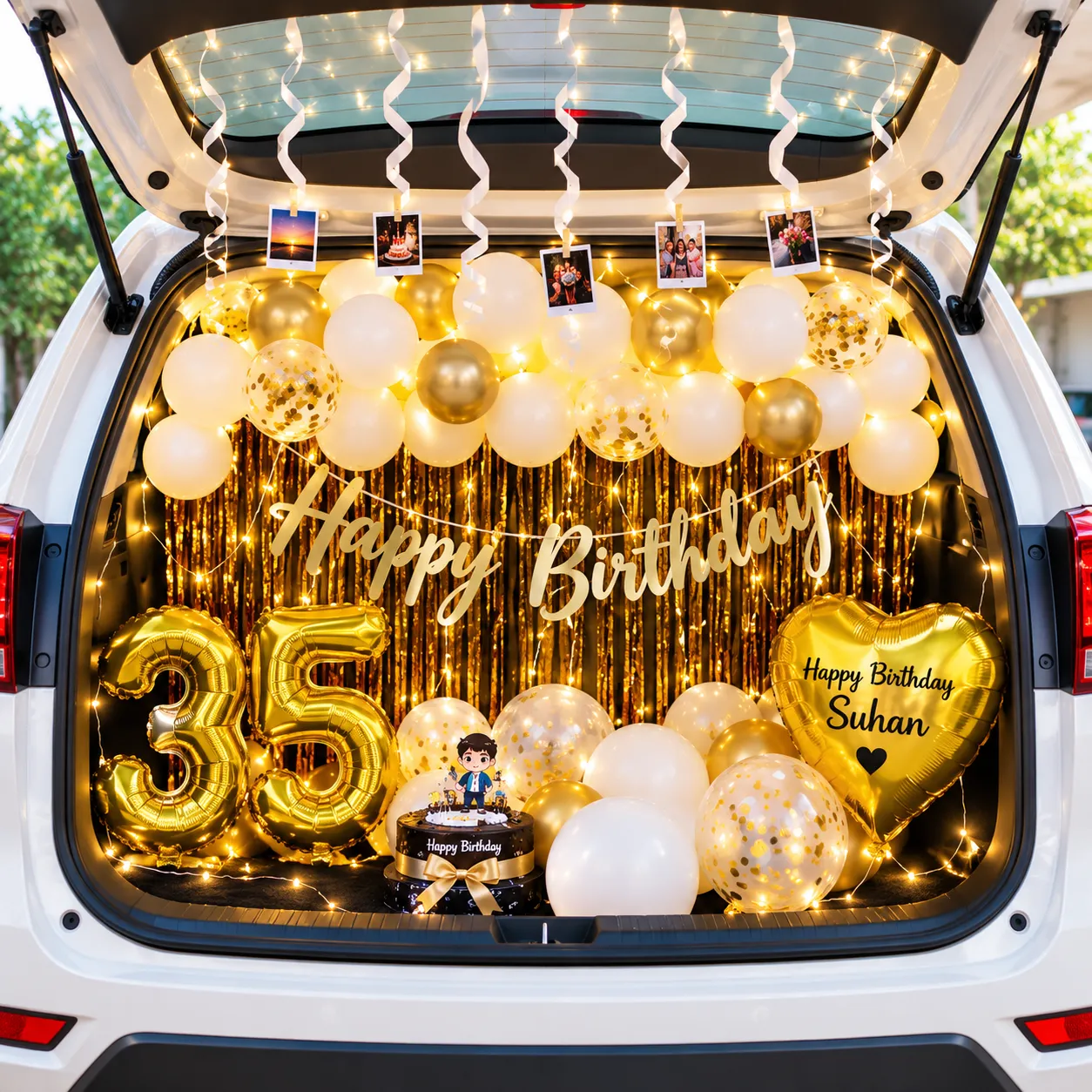 Red White Car Boot Birthday Decoration