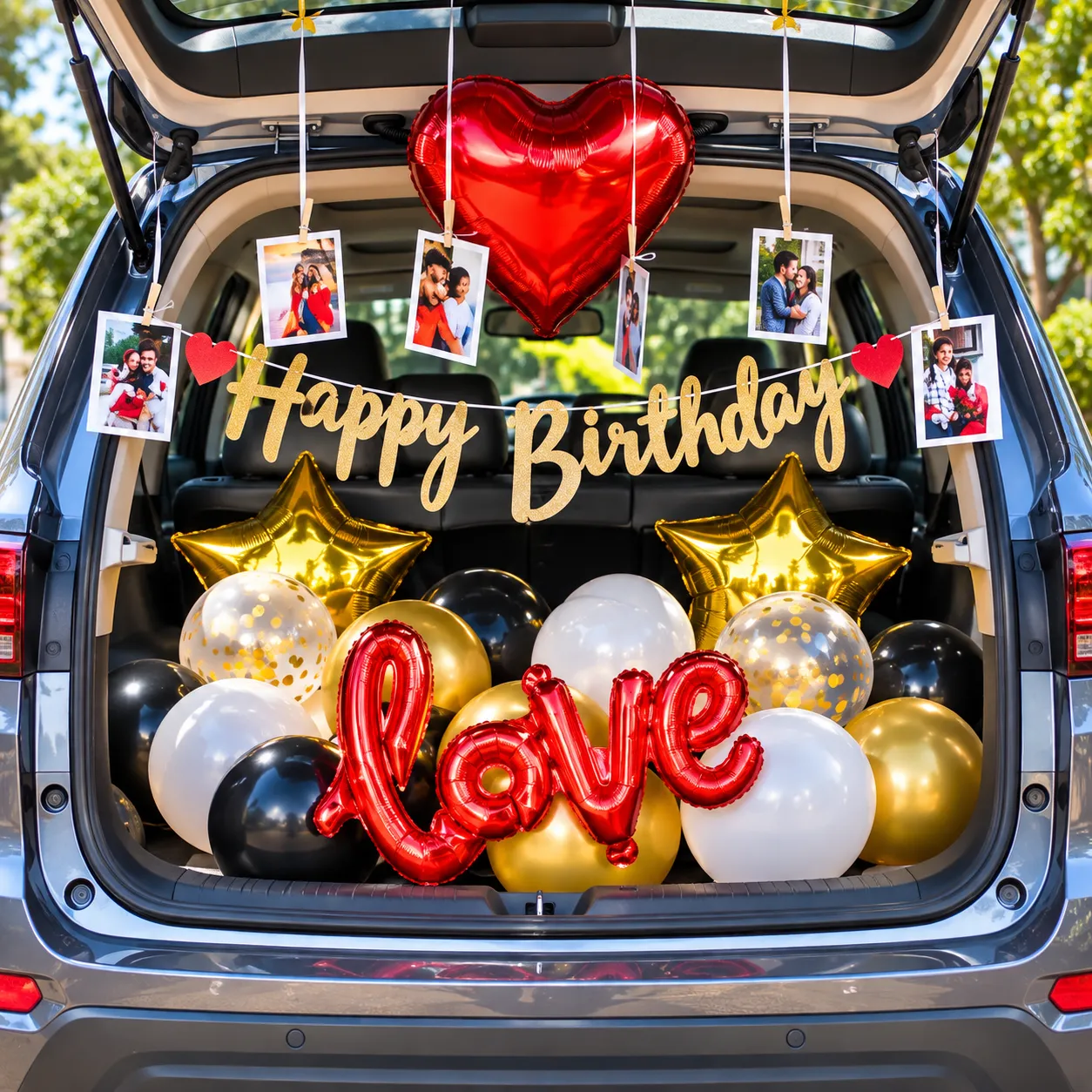 Black Gold Love Car Boot Decoration