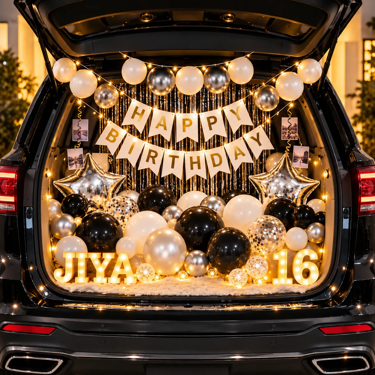 White Silver LED Car Boot Birthday Decoration