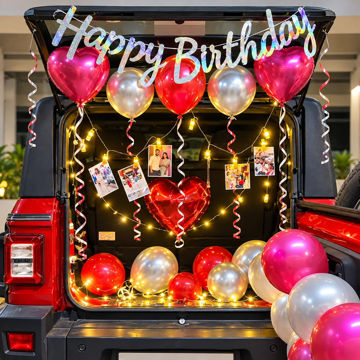 Red Rosepink Car Boot Birthday Decoration