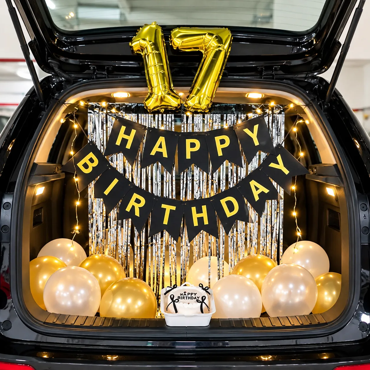 Silver Metallic Car Boot Birthday Decor