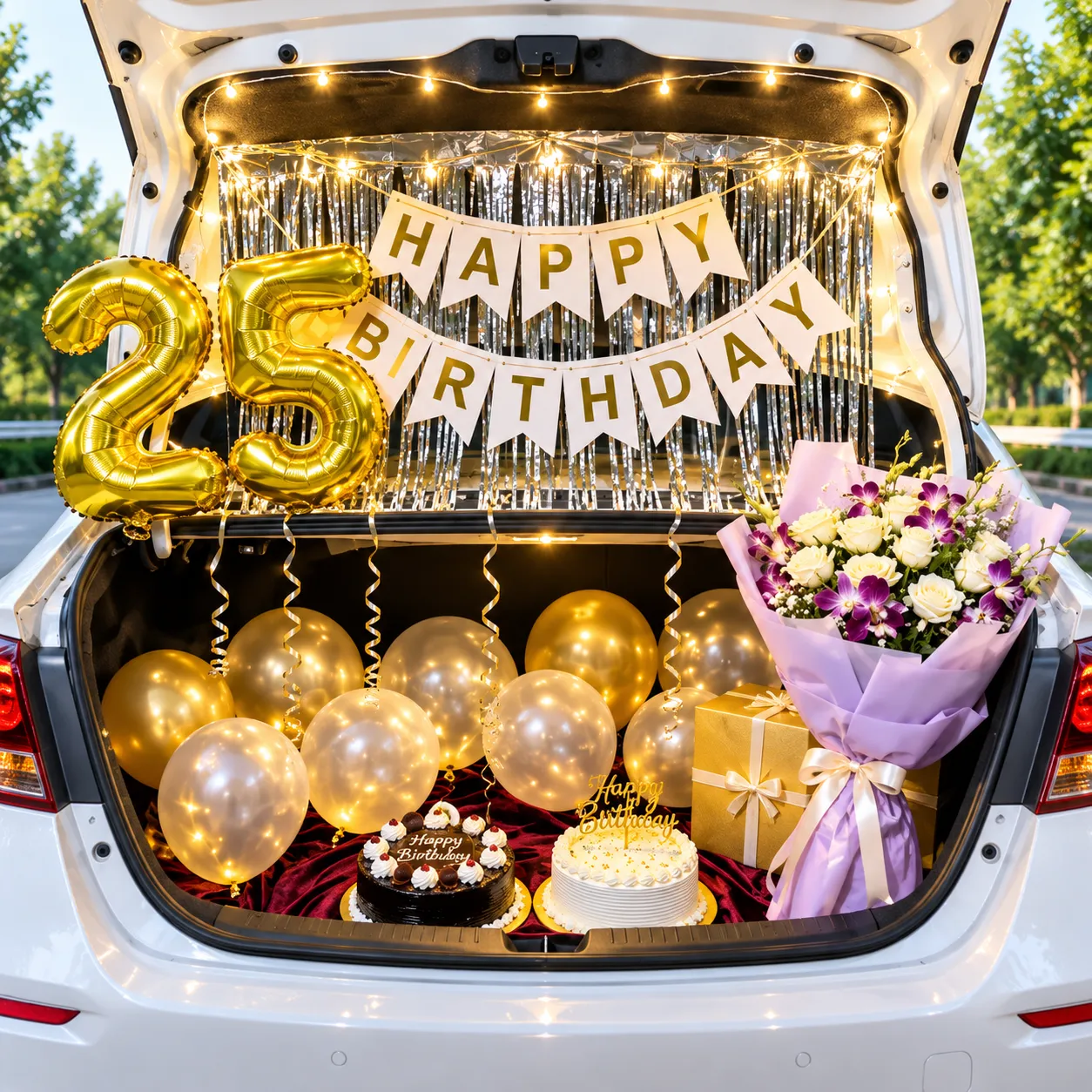 Silver Gold Age Foil Car Boot Decor