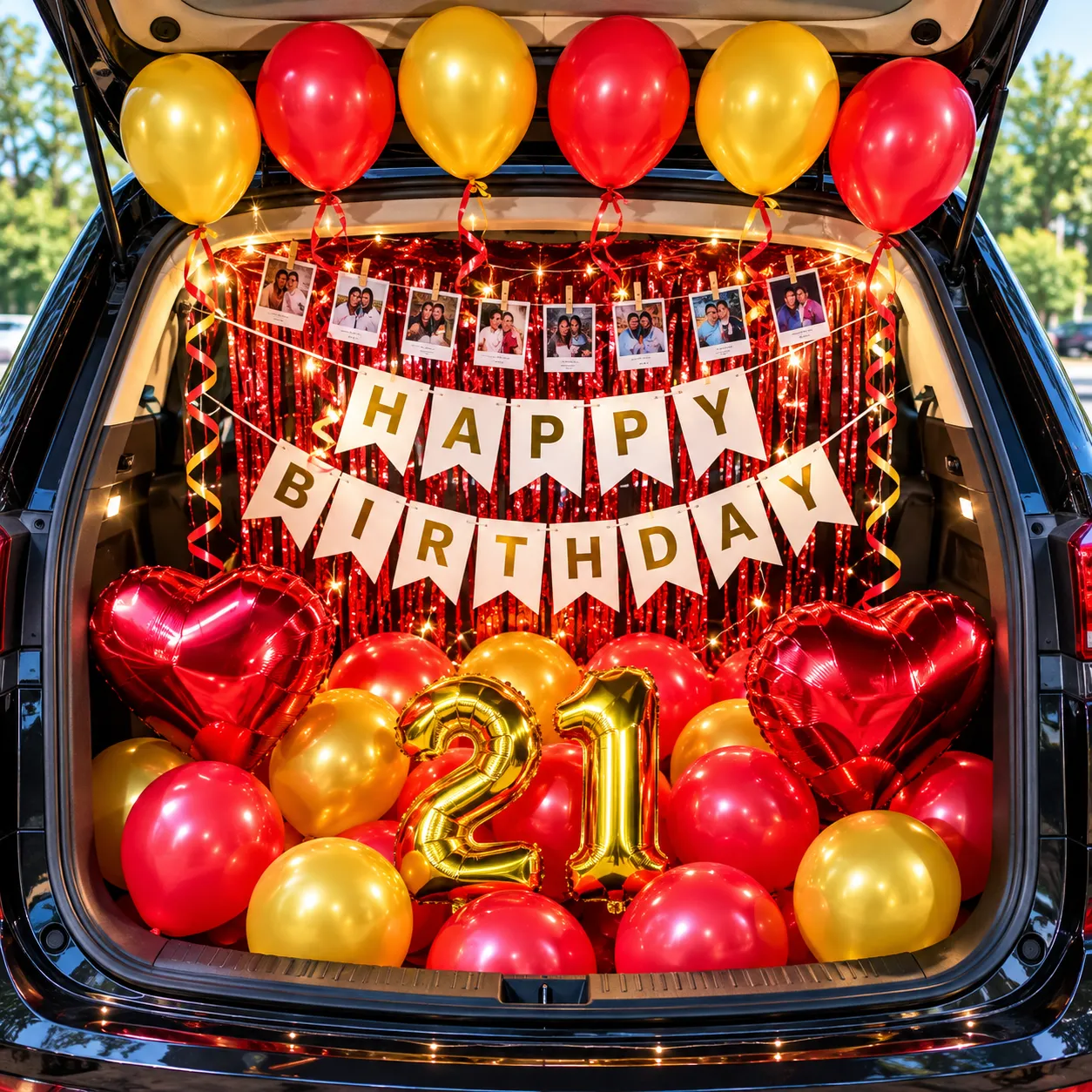 Red Gold Car Boot Birthday Decoration
