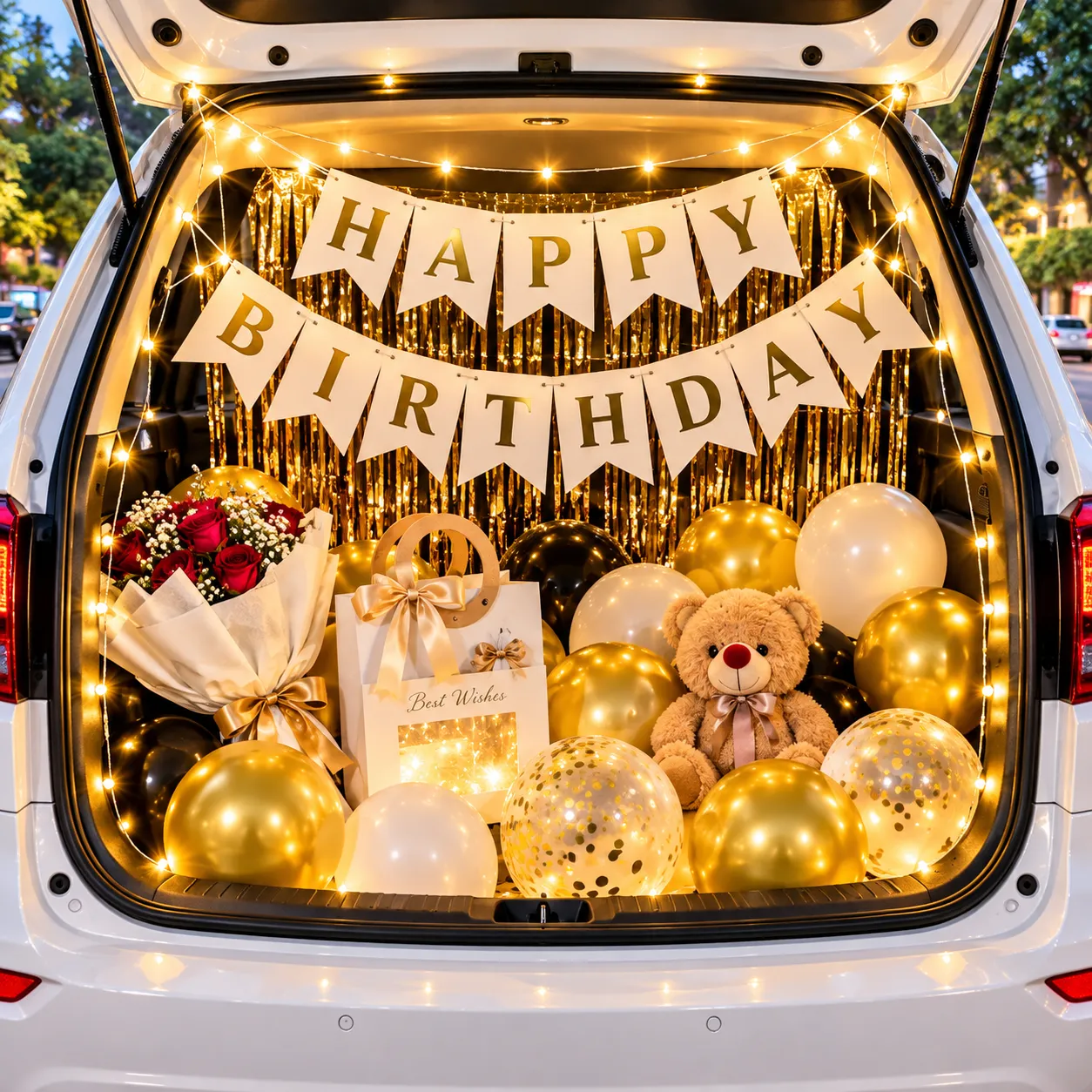 Gold Silver Teddy Birthday Car Boot Decor