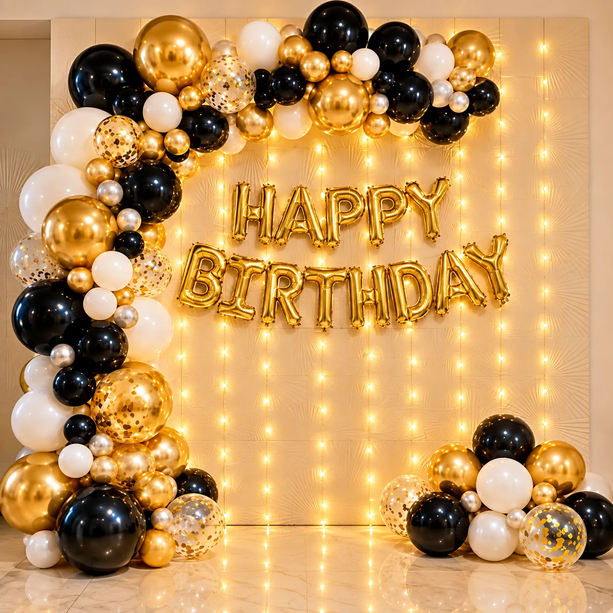 Luxury Black Gold Birthday Decoration