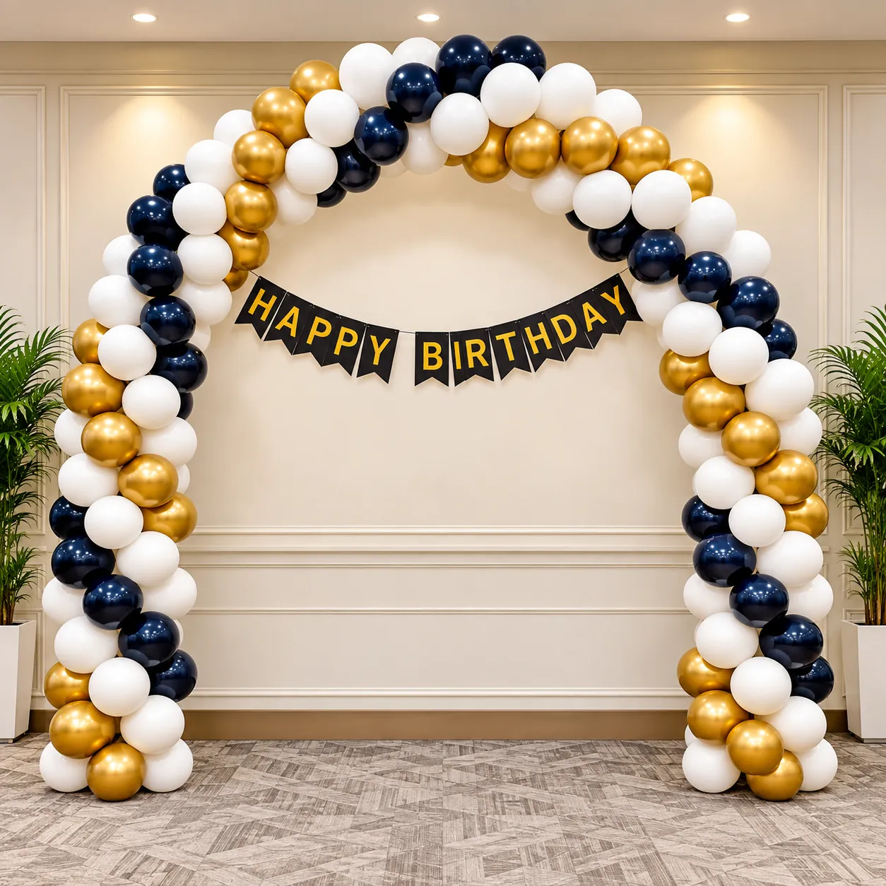 Elegant Black Gold Balloon Birthday Decoration