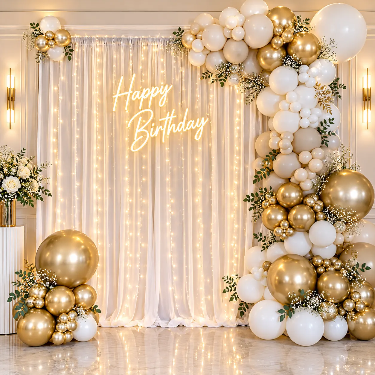 Silver White Pastel Grey Birthday Decoration