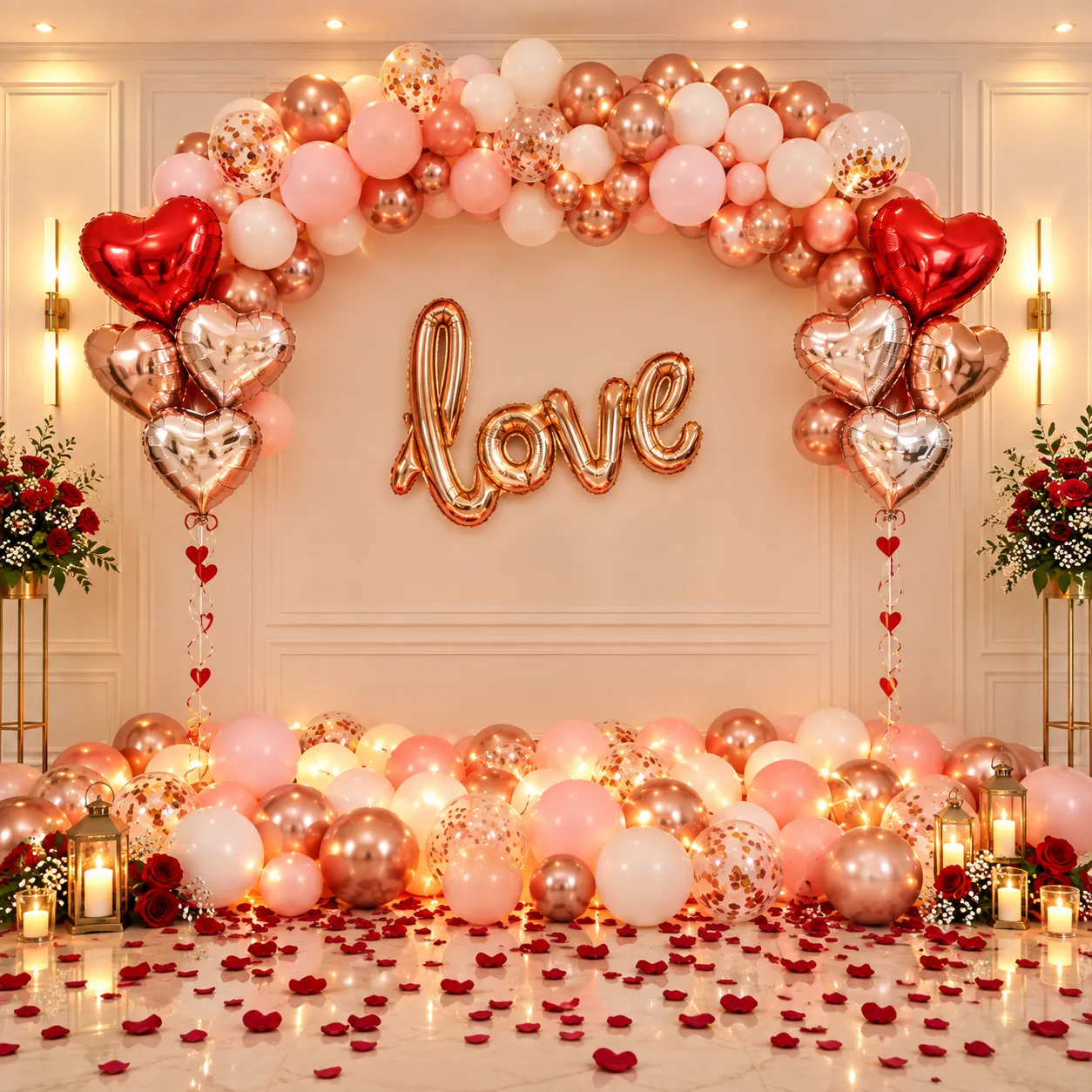 Rosegold White Heart Car Boot Decoration