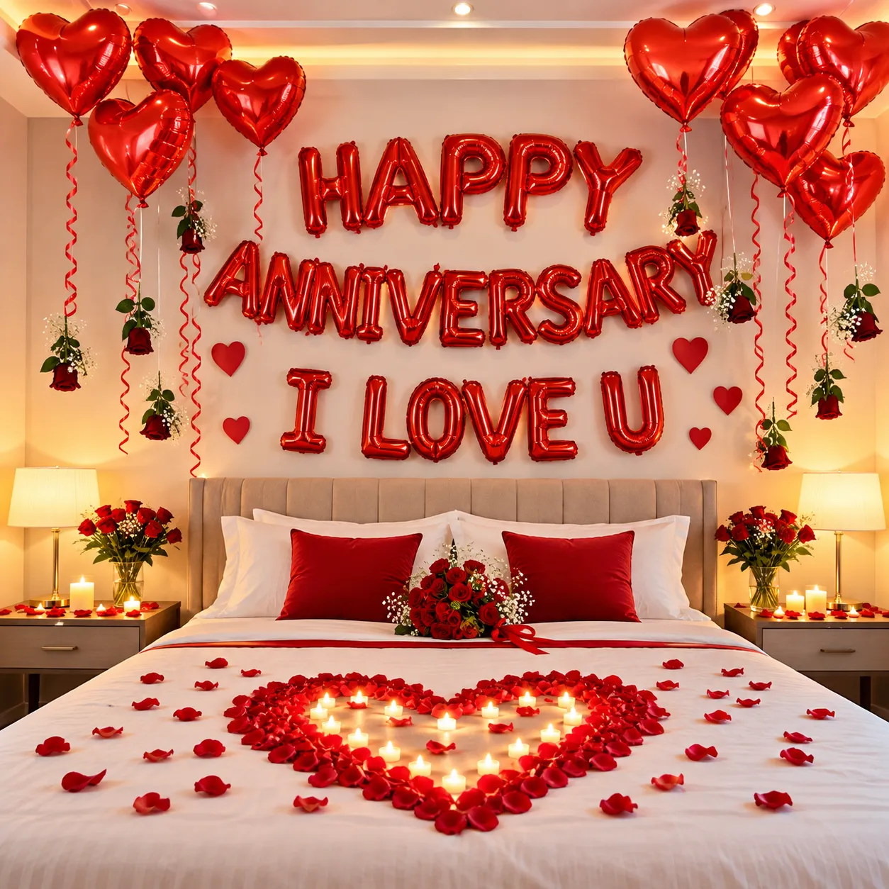 Red Heart Romantic Anniversary Decoration