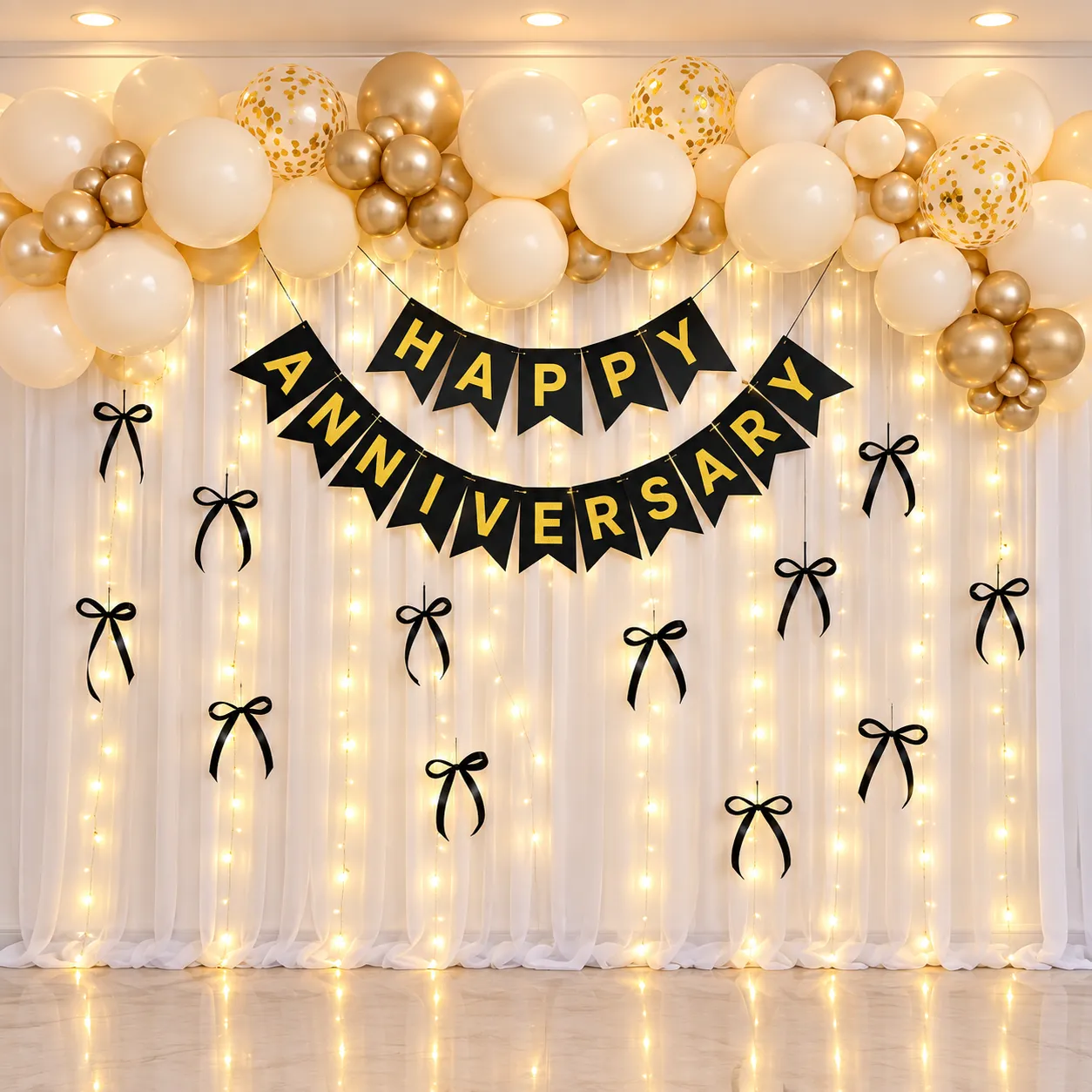 Off White Black Bow Anniversary Decoration