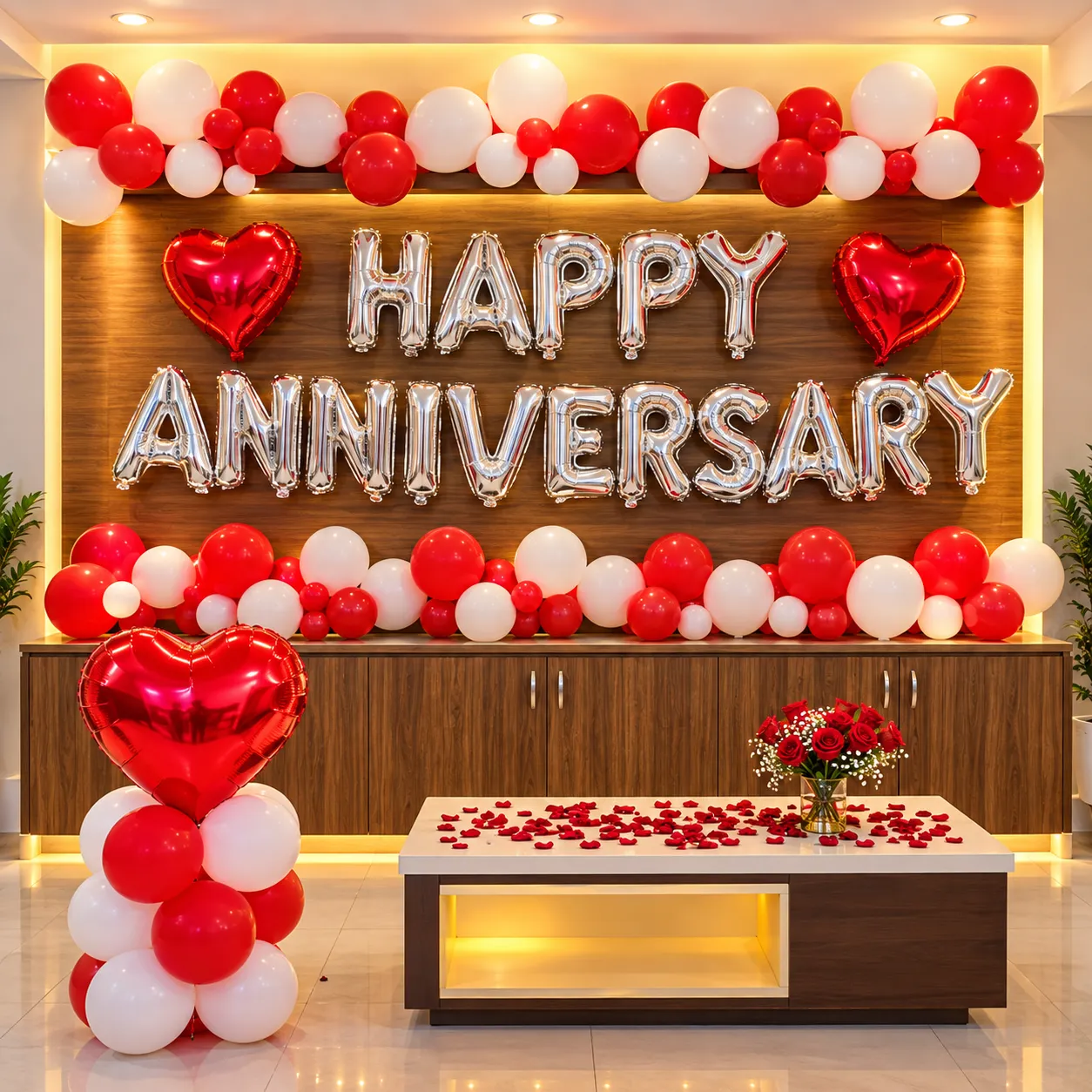 Red White Heart Anniversary Decoration