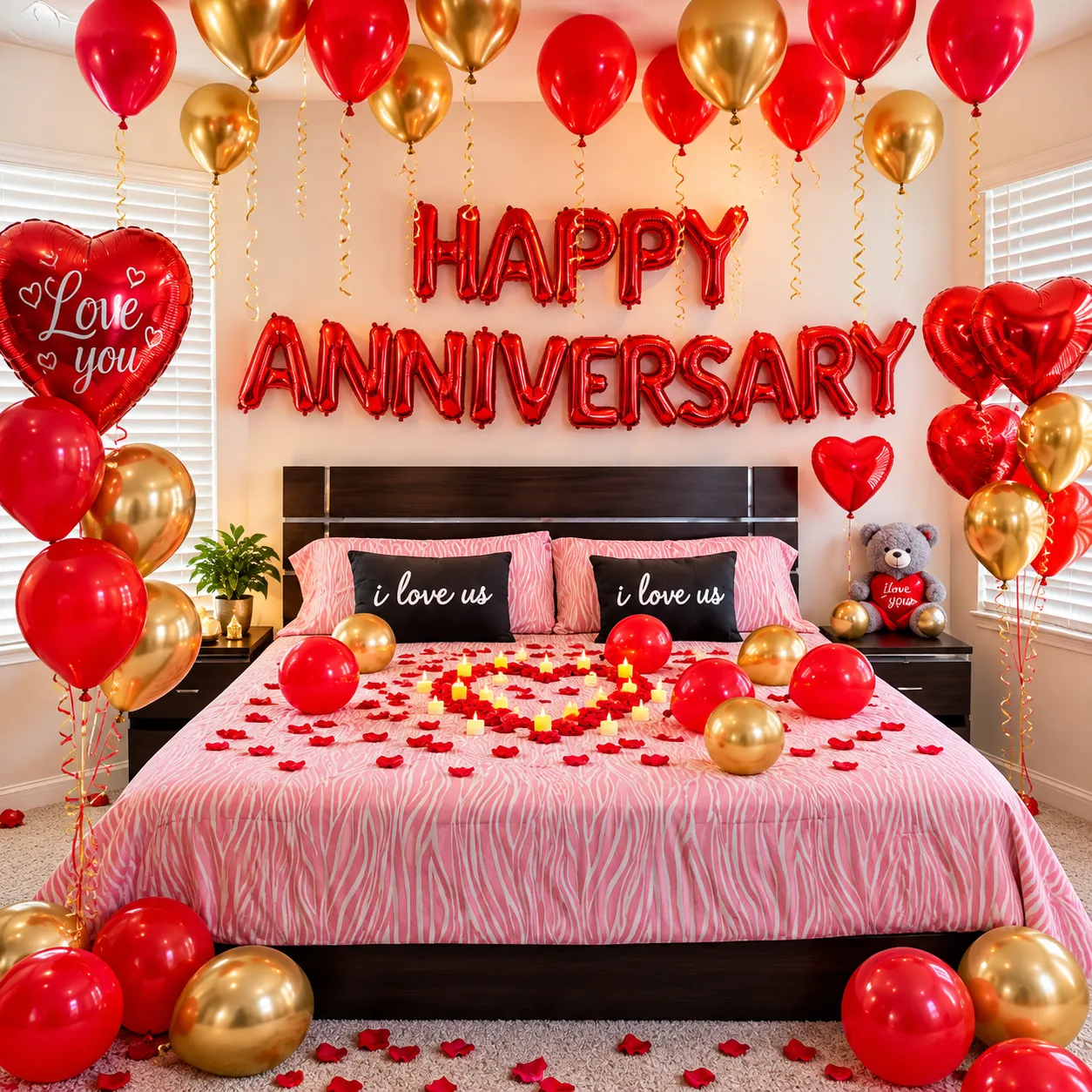 Red Gold Romantic Anniversary Decoration