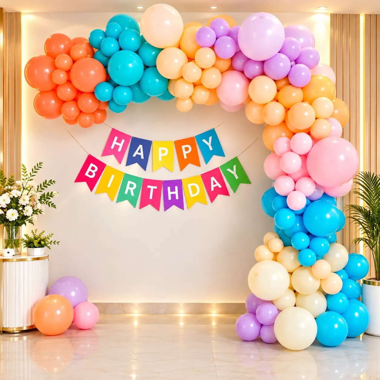 Multicolor Pastel Retro Birthday Decoration