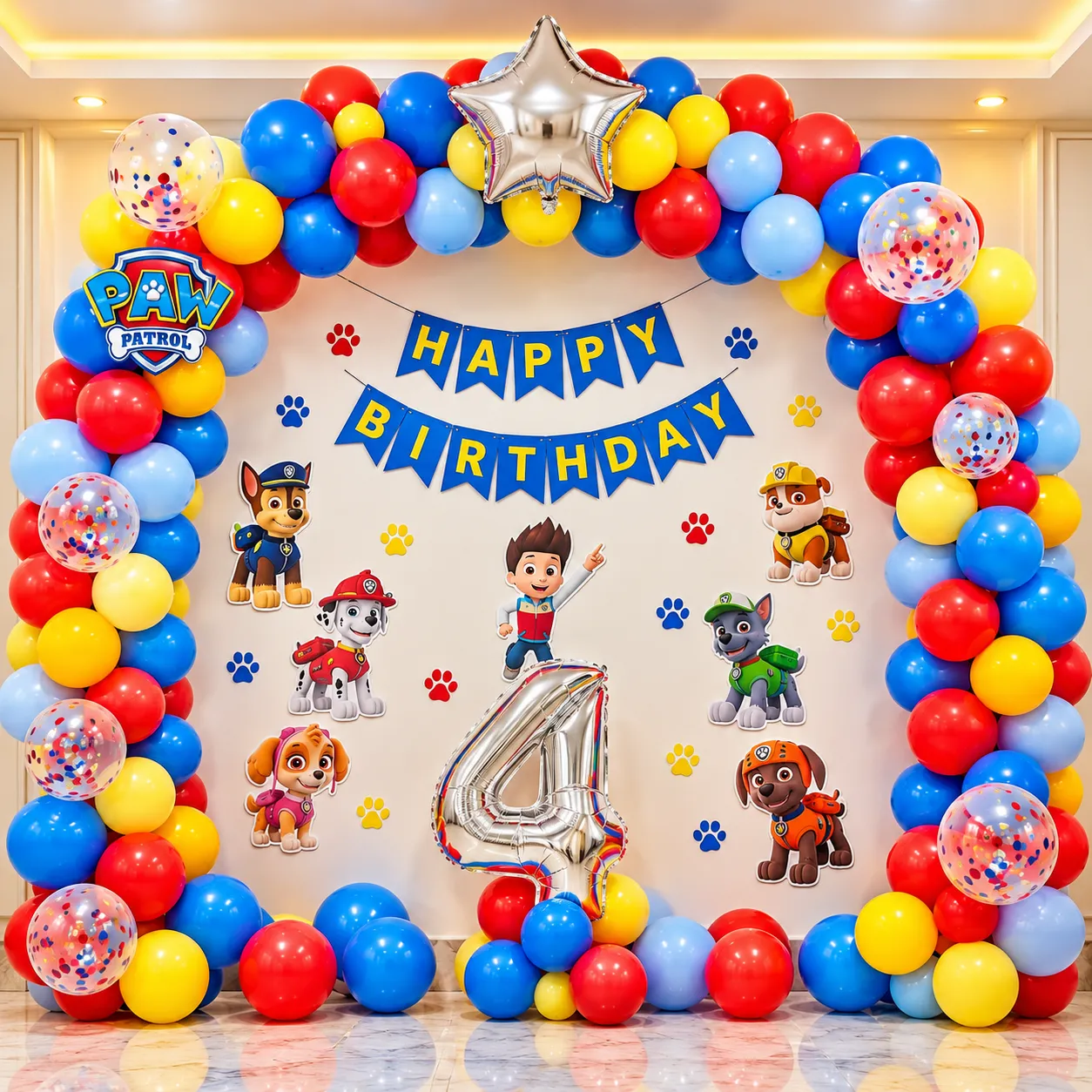 Pastel Cutout Birthday Balloon Decoration