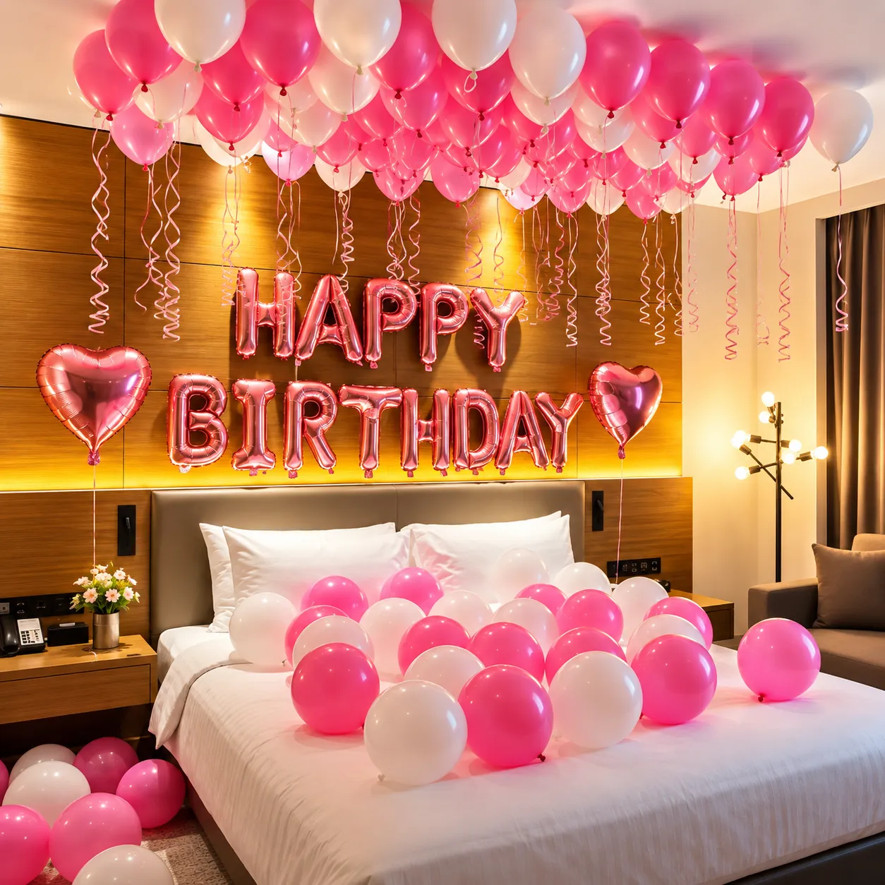 Pink Rosegold Heart Birthday Decoration