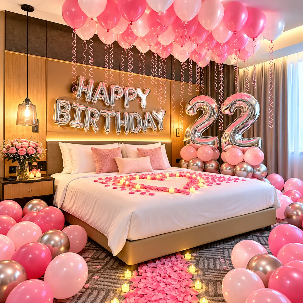 Pastel Pink Silver Birthday Decoration