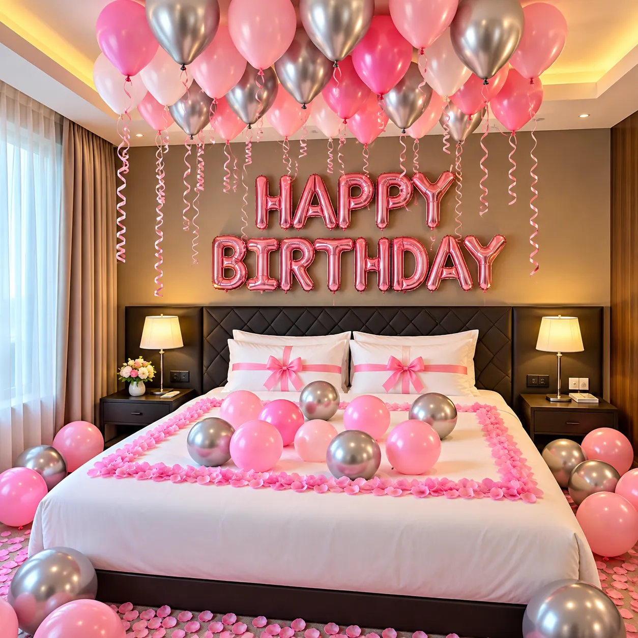 Pink Silver Rosegold Birthday Decoration