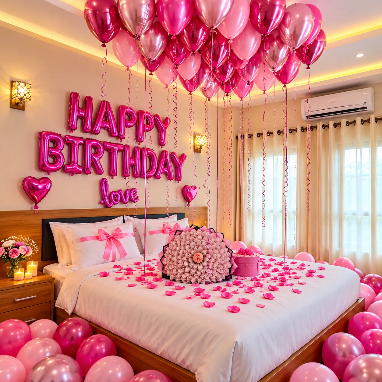 Pink Rosepink Heart Love Birthday Decoration