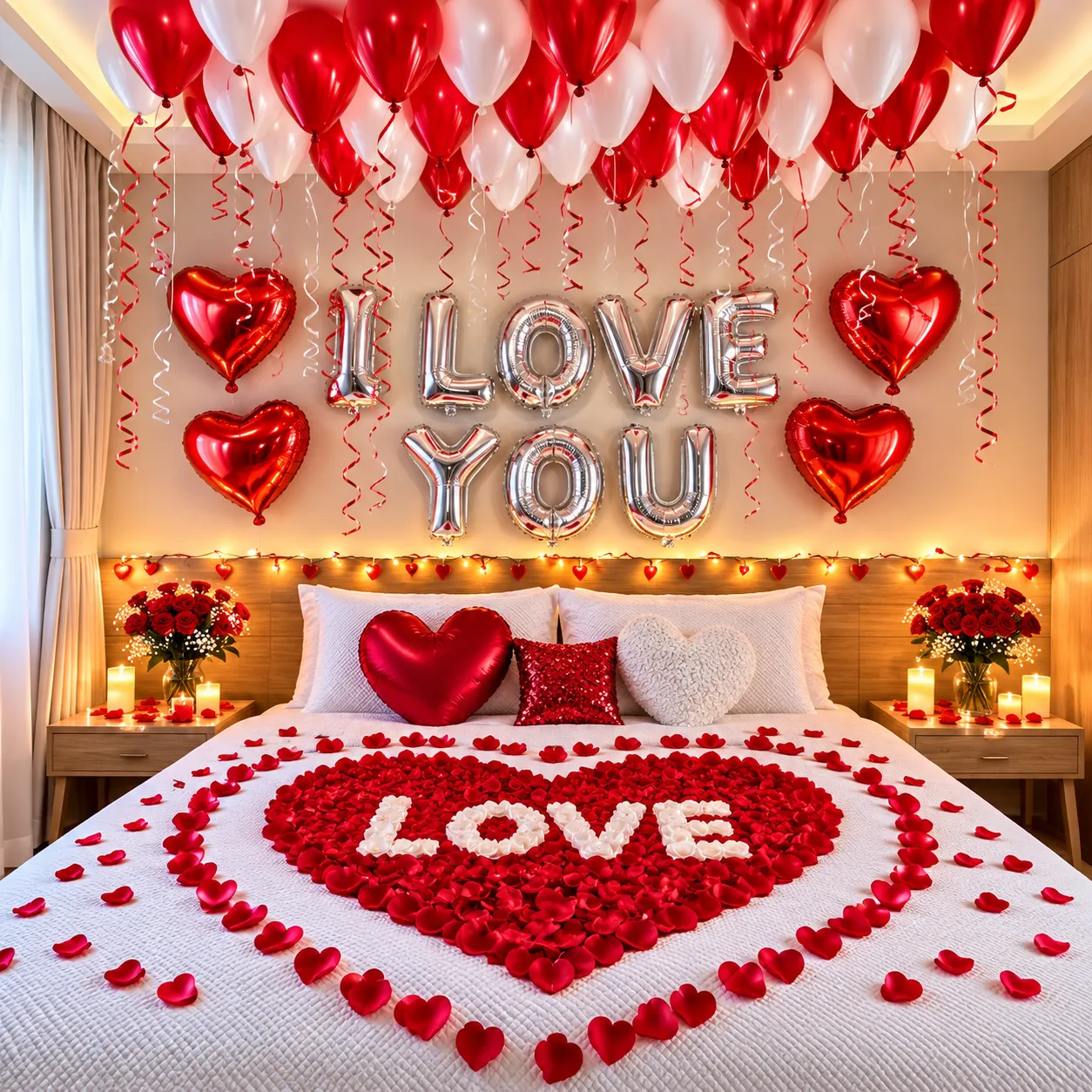 Red White Heart Love Decoration