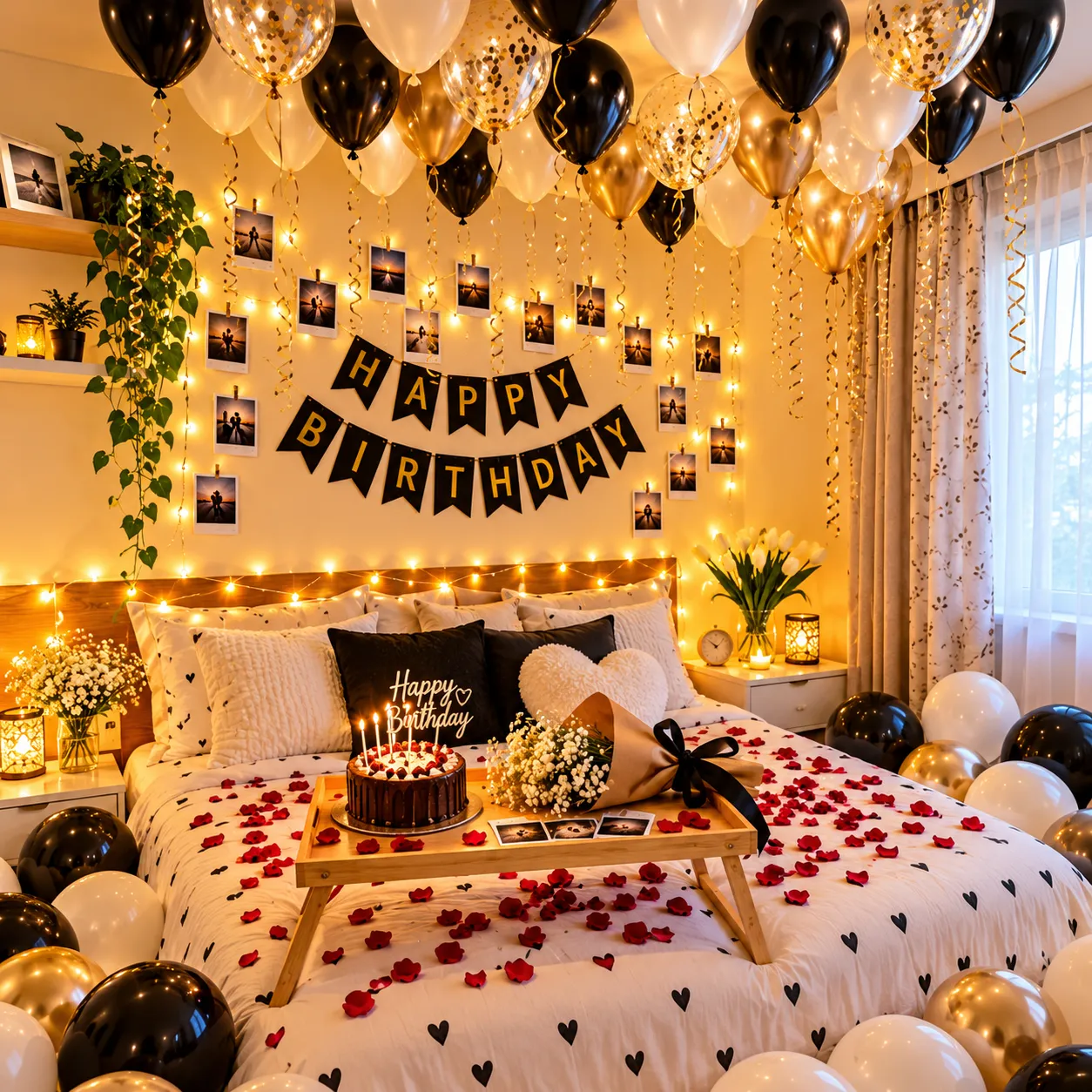 Black White Photo Birthday Decoration