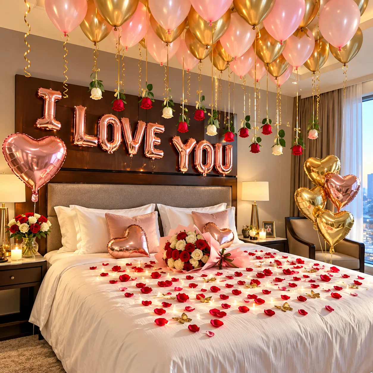 Pink Gold Romantic Love Decoration