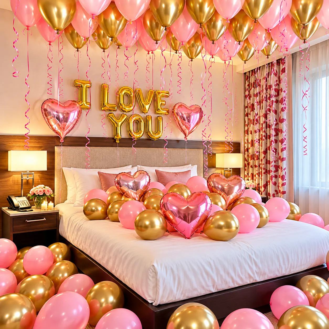 Pink Gold Heart Love Decoration
