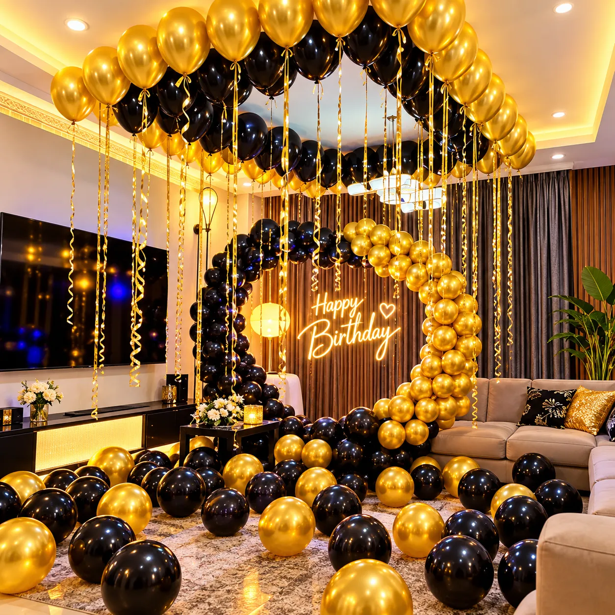 Luxury Gold Birthday Balloon Decoration